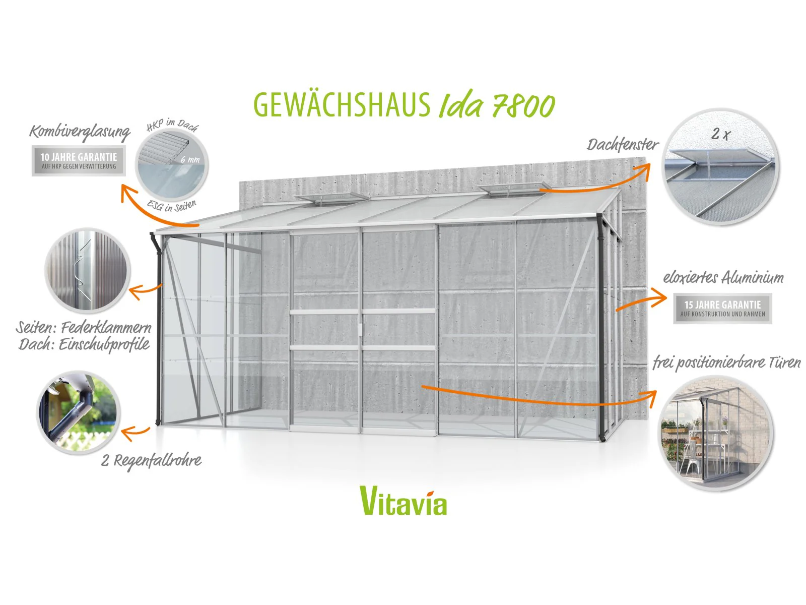 Vitavia Gewächshaus Ida 7800 ESG/HKP, Alu - Image 6