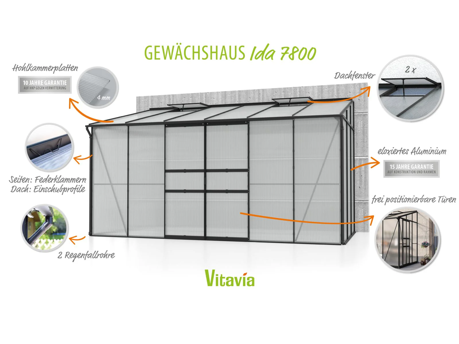 Vitavia Gewächshaus Ida 7800 HKP 4 mm, Schwarz - Image 4
