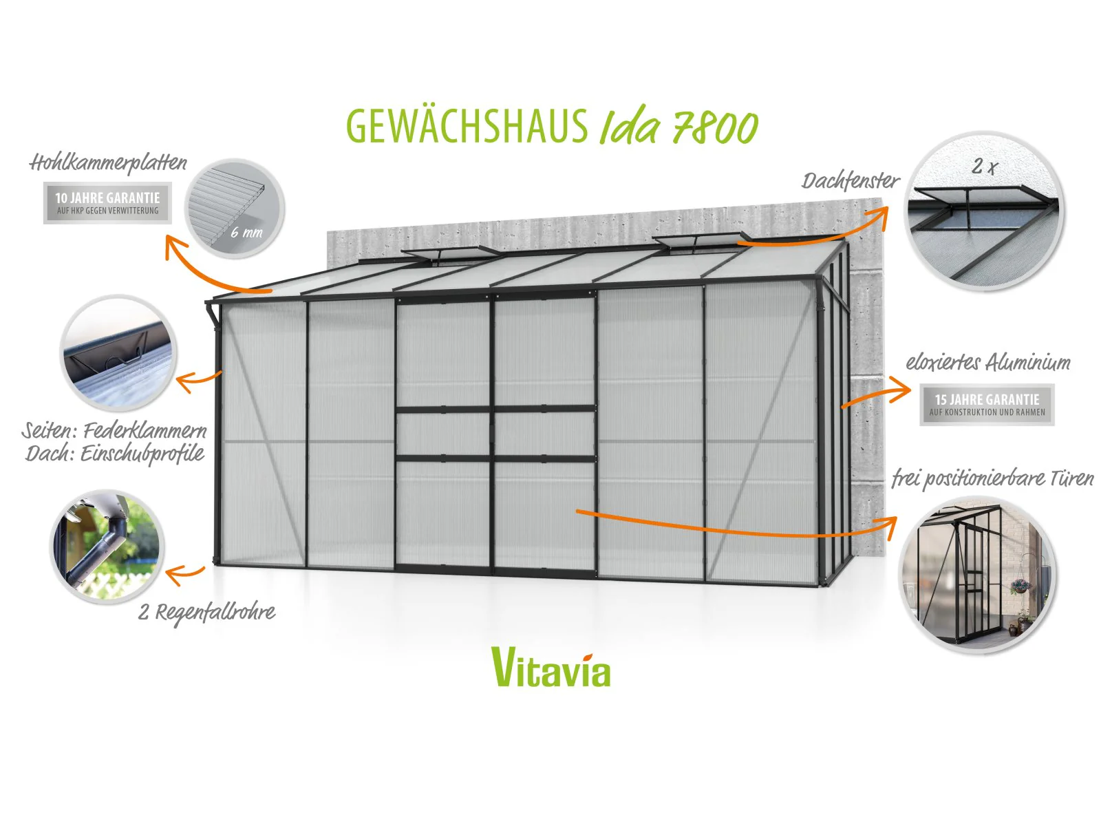 Vitavia Gewächshaus Ida 7800 HKP 6 mm, Schwarz - Image 4