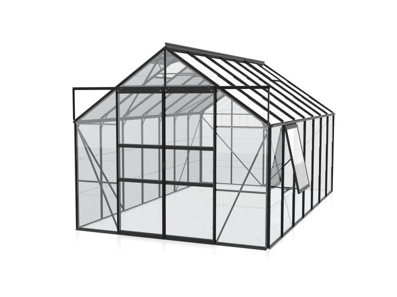 Vitavia Gewächshaus Meridian 2, 11500 ESG 3mm, schwarz, mit Doppelschiebetür - Image 2
