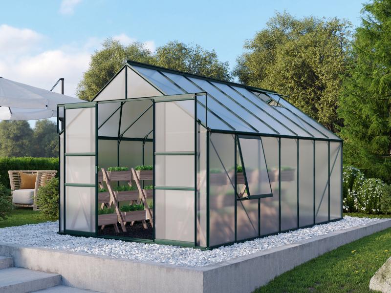 Vitavia Gewächshaus Meridian 2, 11500 HKP 6mm, smaragd, mit Doppelschiebetür