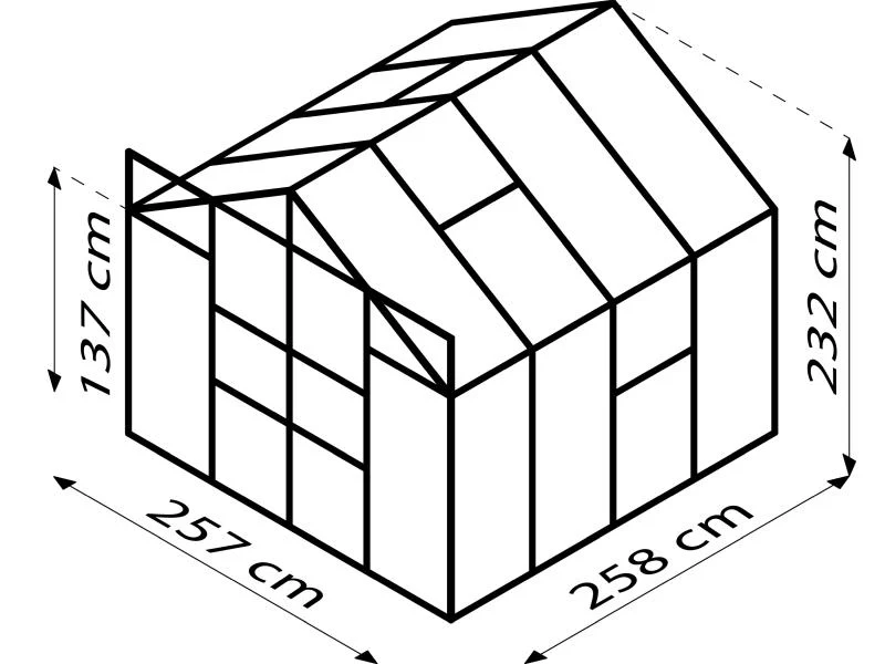 Vitavia Gewächshaus Meridian 2, 6700 ESG 3mm, schwarz, mit Doppelschiebetür - Image 3
