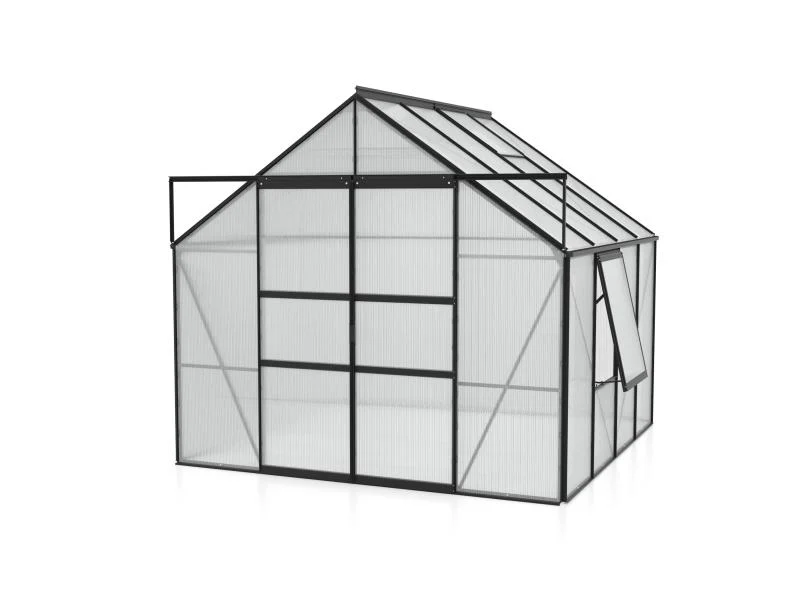 Vitavia Gewächshaus Meridian 2, 6700 HKP 6 mm, schwarz, mit Doppelschiebetür - Image 2