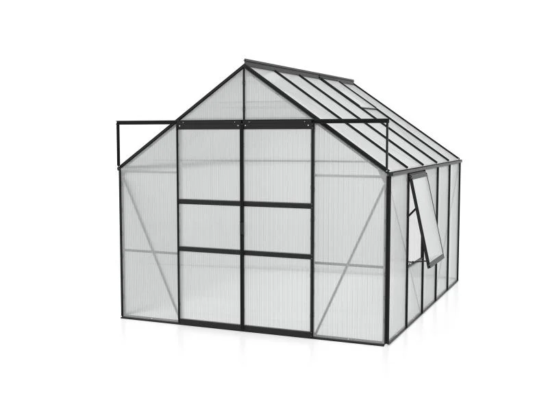 Vitavia Gewächshaus Meridian 2, 8300 HKP 6 mm, schwarz, mit Doppelschiebetür - Image 3