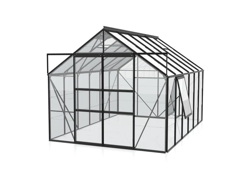 Vitavia Gewächshaus Meridian 2, 9900 ESG 3mm, schwarz, mit Doppelschiebetür - Image 2
