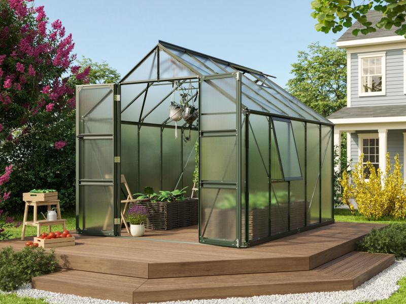 Vitavia Gewächshaus Olymp 8300 HKP 6 mm Smaragd, inkl. Stahlfundament