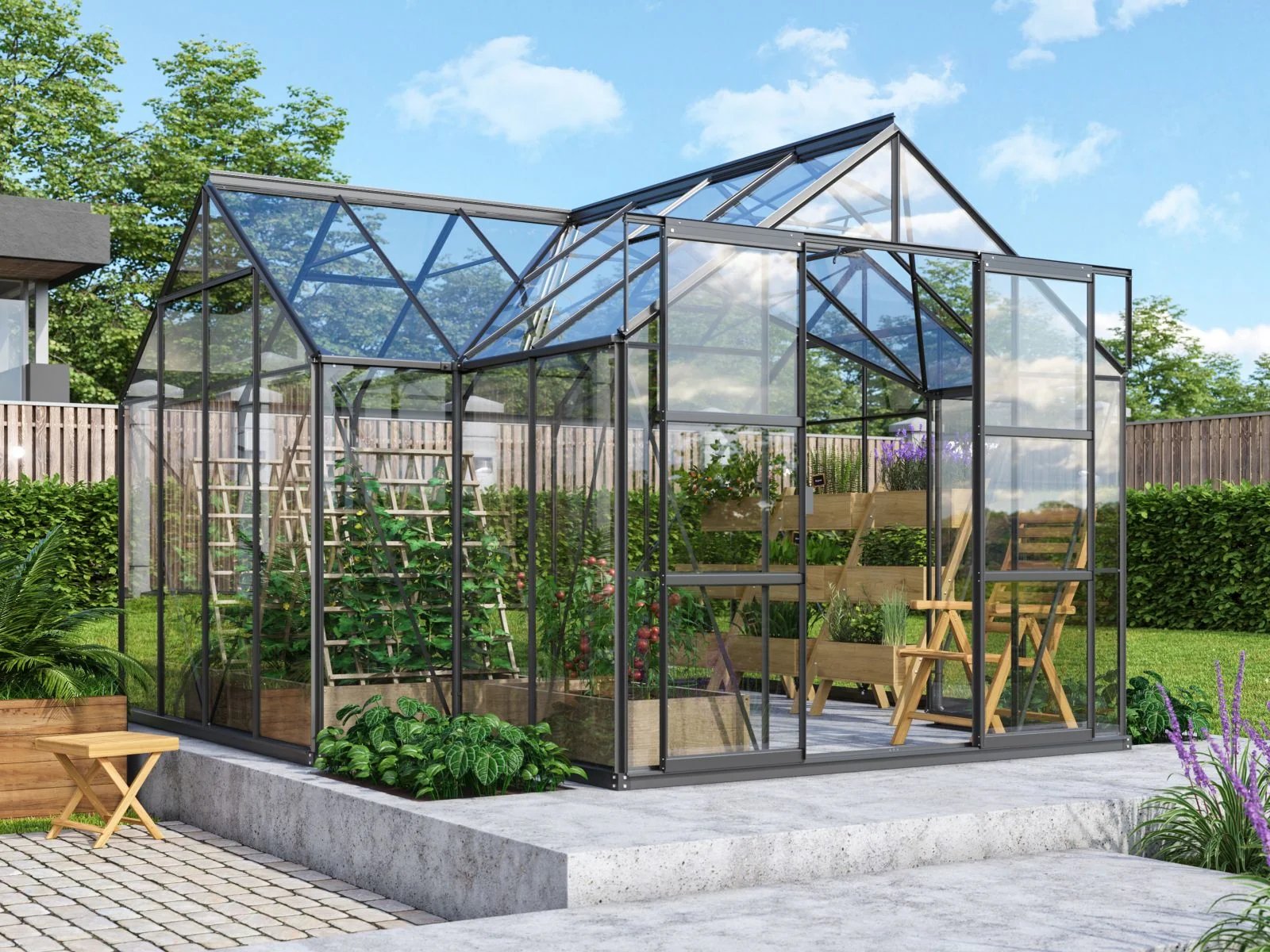 Vitavia Gewächshaus Sirius Orangerie ESG 3 mm schwarz, inkl. Fundamentrahmen - Image 6