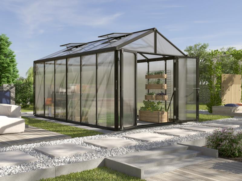 Vitavia Gewächshaus Zeus Comfort 11900 HKP 10mm, schwarz pulverbeschichtet