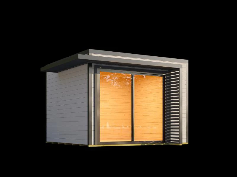 Weka Design-Gartenhaus Pure Garden Amberley 1/3, 28 mm, 300x300 cm, Grau/Anthrazit, inkl. Schiebetür - Image 4