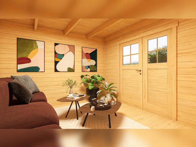 Weka Design-Gartenhaus Pure Garden Amberley 1/3, 28 mm, 300x300 cm, Grau/Anthrazit, Massivholz-Doppe - Image 2