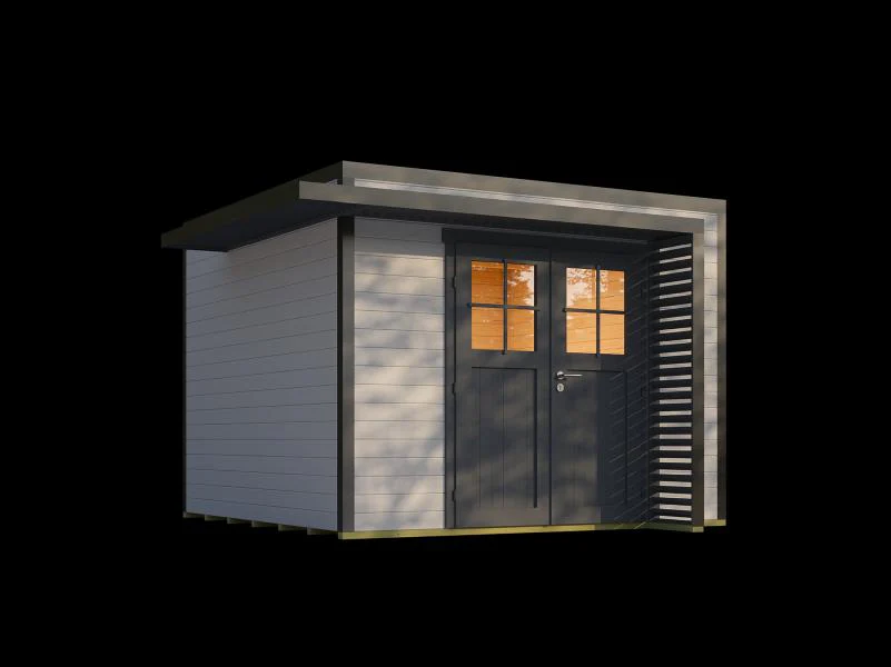 Weka Design-Gartenhaus Pure Garden Amberley 1/3, 28 mm, 300x300 cm, Grau/Anthrazit, Massivholz-Doppe - Image 4