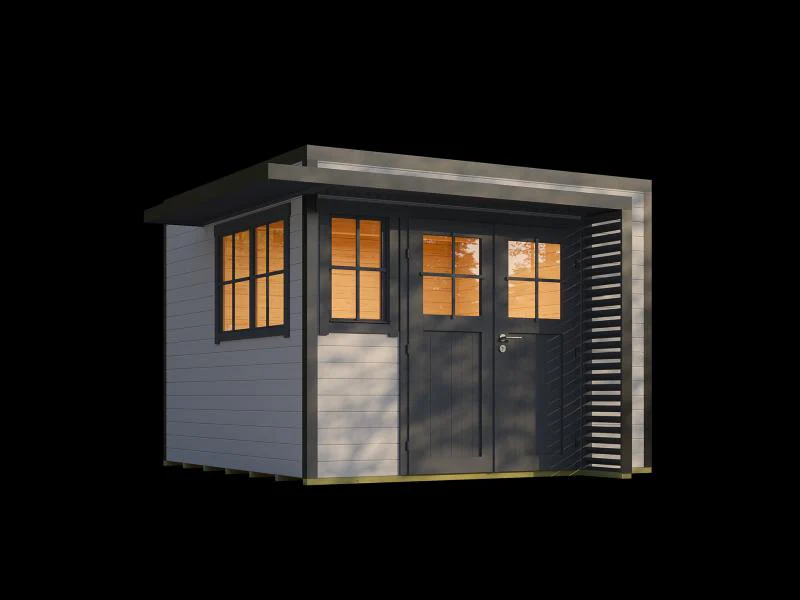 Weka Design-Gartenhaus Pure Garden Amberley 1/3, 28 mm, 300x300 cm, Grau/Anthrazit, Massivholz-Doppe - Image 3