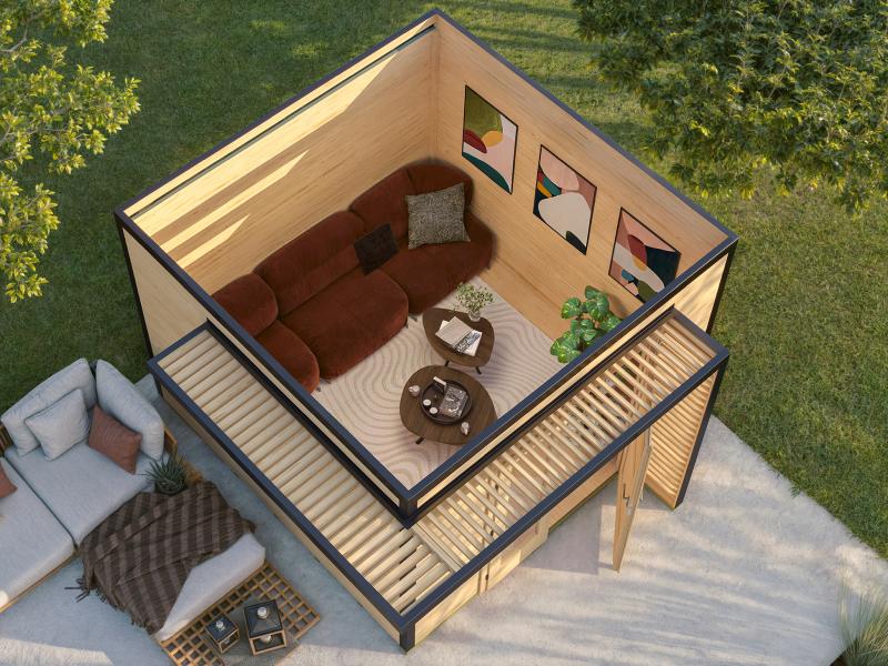 Weka Design-Gartenhaus Pure Garden Amberley 1/3, 28 mm, 300x300 cm, Grau/Weiß, Massivholz-Doppeltür - Image 5