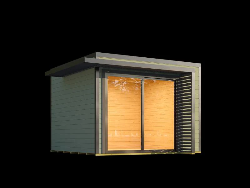 Weka Design-Gartenhaus Pure Garden Amberley 1/3, 28 mm, 300x300 cm, Graugrün/Anthrazit, inkl. Schieb - Image 4