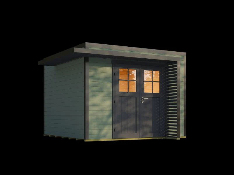 Weka Design-Gartenhaus Pure Garden Amberley 1/3, 28 mm, 300x300 cm, Graugrün/Anthrazit, Massivholz-D - Image 4