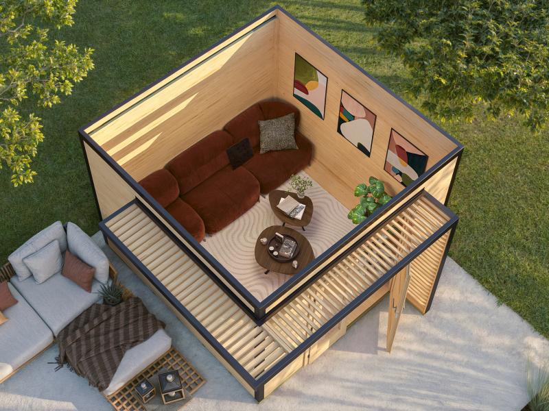 Weka Design-Gartenhaus Pure Garden Amberley 1/3, 28 mm, 300x300 cm, Graugrün/Anthrazit, Massivholz-D - Image 4