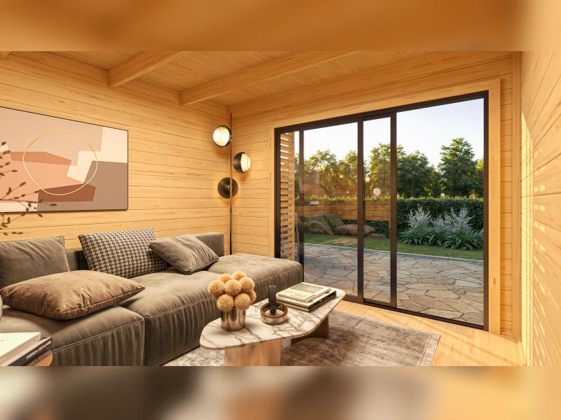 Weka Design-Gartenhaus Pure Garden Amberley 1/3, 28 mm, 300x300 cm, Naturbelassen, inkl. Schiebetür - Image 3