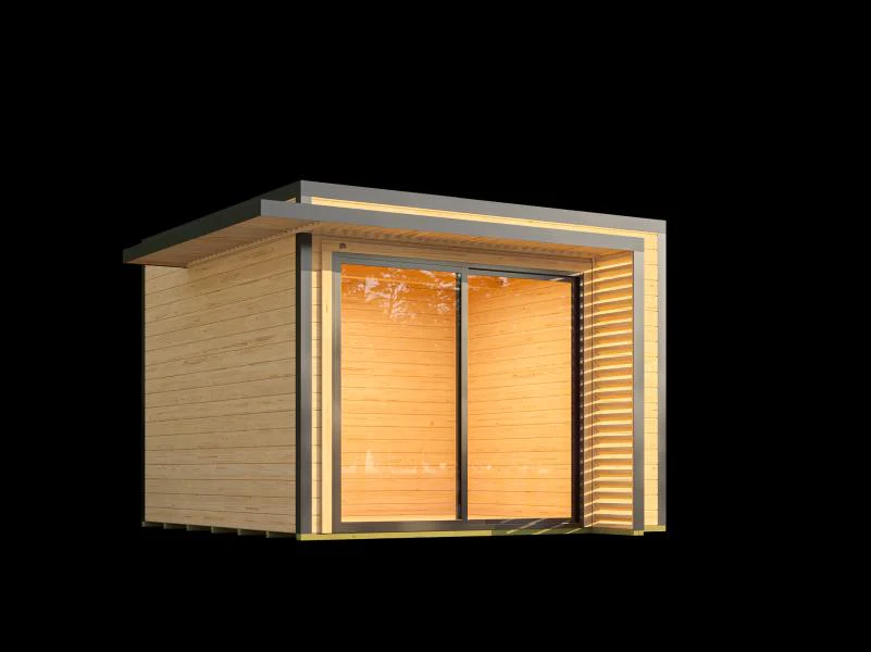 Weka Design-Gartenhaus Pure Garden Amberley 1/3, 28 mm, 300x300 cm, Naturbelassen, inkl. Schiebetür - Image 4