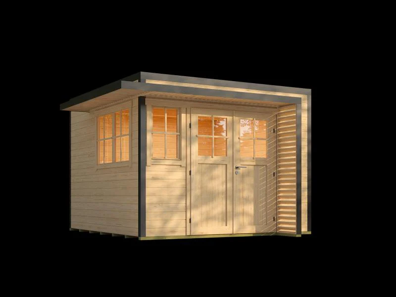 Weka Design-Gartenhaus Pure Garden Amberley 1/3, 28 mm, 300x300 cm, Naturbelassen, Massivholz-Doppel - Image 3