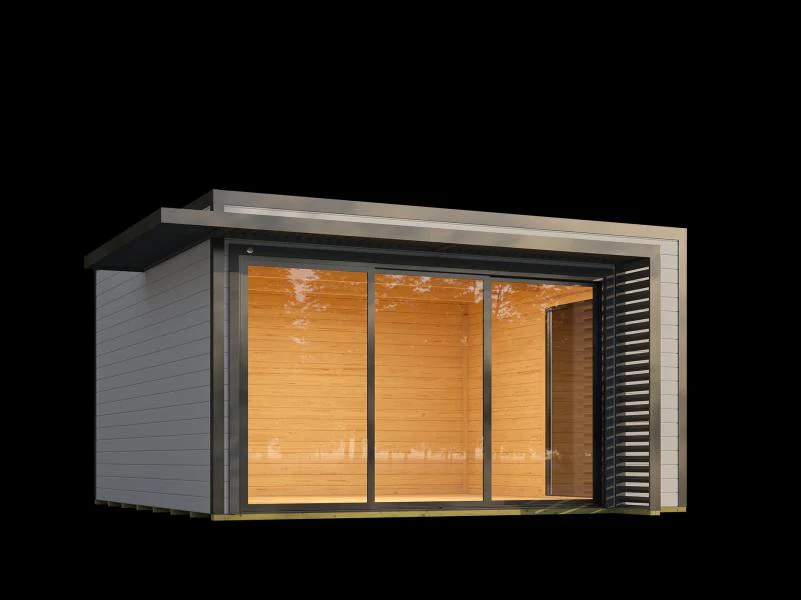 Weka Design-Gartenhaus Pure Garden Amberley 1/3, 44 mm, 400x400 cm, Grau/Anthrazit, große Schiebetür - Image 4