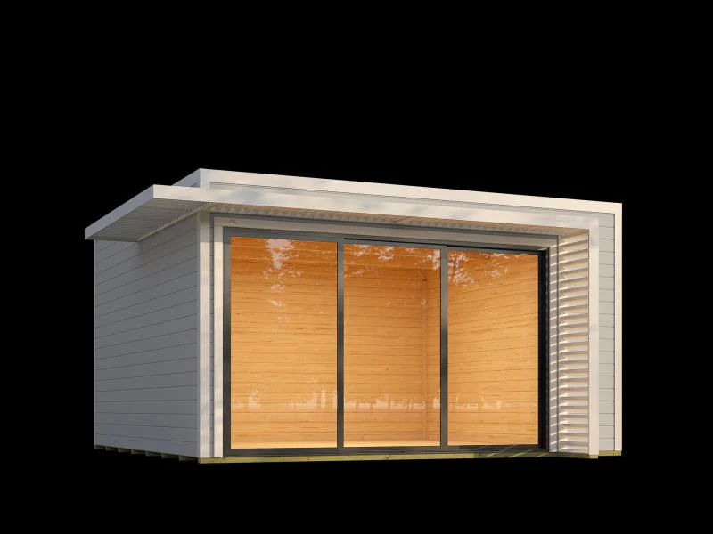 Weka Design-Gartenhaus Pure Garden Amberley 1/3, 44 mm, 400x400 cm, Grau/Weiß, große Schiebetür - Image 4