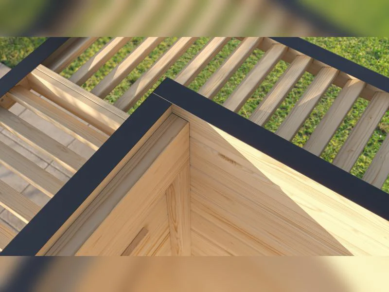 Weka Design-Gartenhaus Pure Garden Amberley 1/3, 44 mm, 400x400 cm, Grau/Weiß, Massivholz-Doppeltür - Image 5