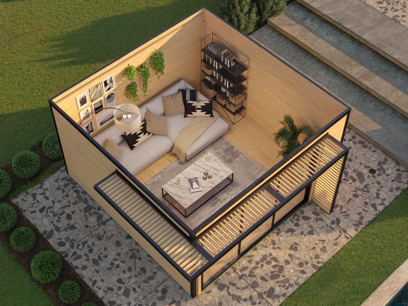 Weka Design-Gartenhaus Pure Garden Amberley 1/3, 44 mm, 400x400 cm, Graugrün/Anthrazit, große Schieb - Image 3