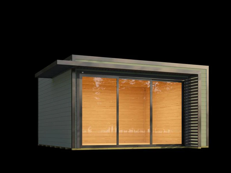 Weka Design-Gartenhaus Pure Garden Amberley 1/3, 44 mm, 400x400 cm, Graugrün/Anthrazit, große Schieb - Image 4