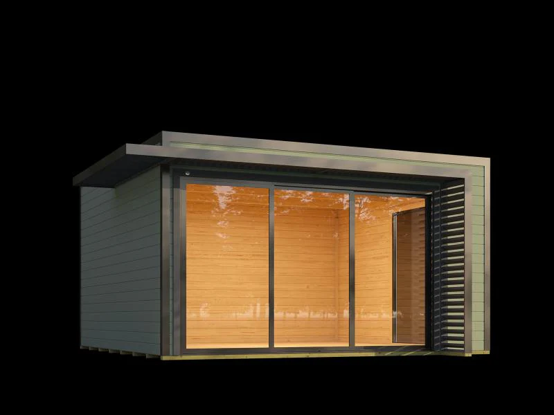 Weka Design-Gartenhaus Pure Garden Amberley 1/3, 44 mm, 400x400 cm, Graugrün/Anthrazit, große Schieb - Image 4