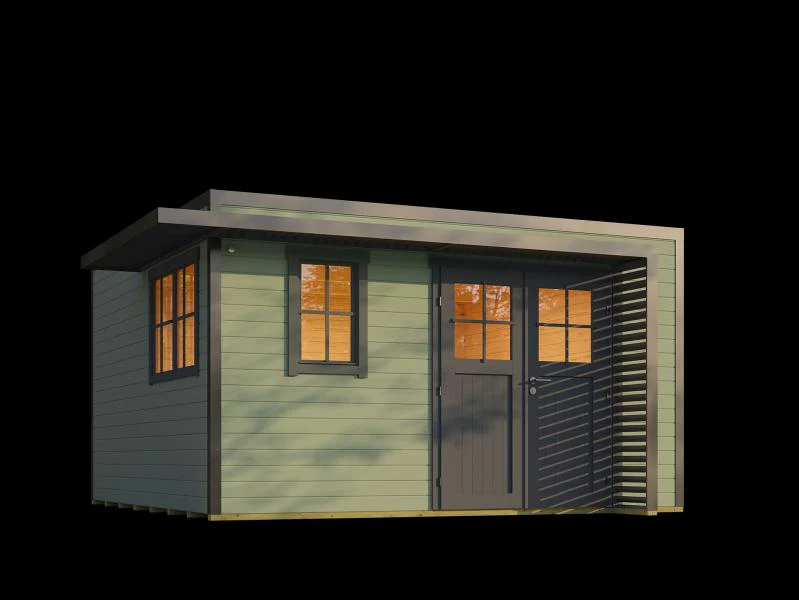 Weka Design-Gartenhaus Pure Garden Amberley 1/3, 44 mm, 400x400 cm, Graugrün/Anthrazit, Massivholz-D - Image 4