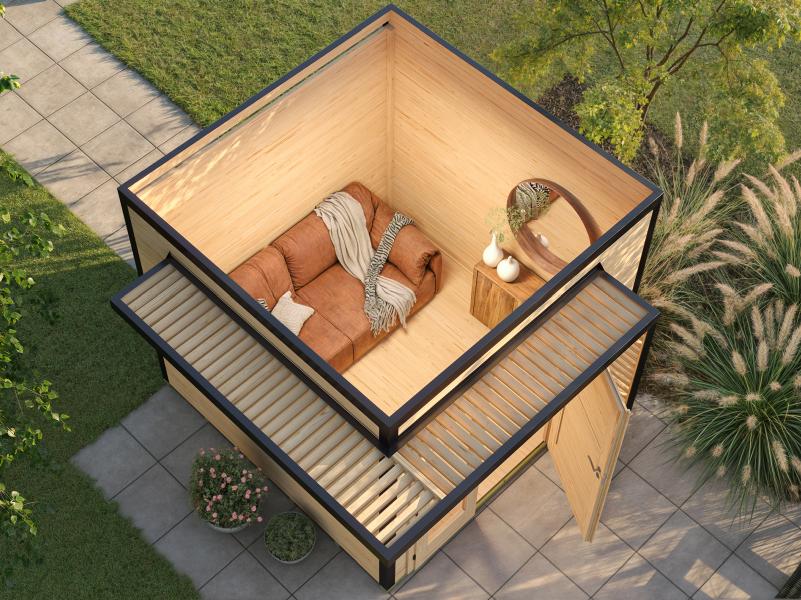Weka Design-Gartenhaus Pure Garden Amberley 1,5, 28 mm, 250x250 cm, Grau/Weiß, Design-Doppeltür - Image 2