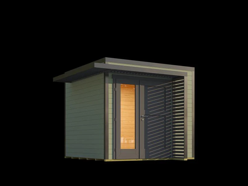 Weka Design-Gartenhaus Pure Garden Amberley 1,5, 28 mm, 250x250cm, Graugrün/Anthrazit, Design-Doppel - Image 5