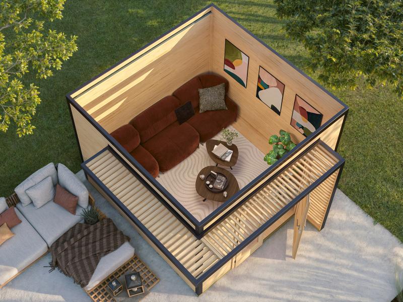Weka Design-Gartenhaus Pure Garden Amberley 1,5, 28 mm, 300x300 cm, Grau/Anthrazit, Design-Doppeltür - Image 2