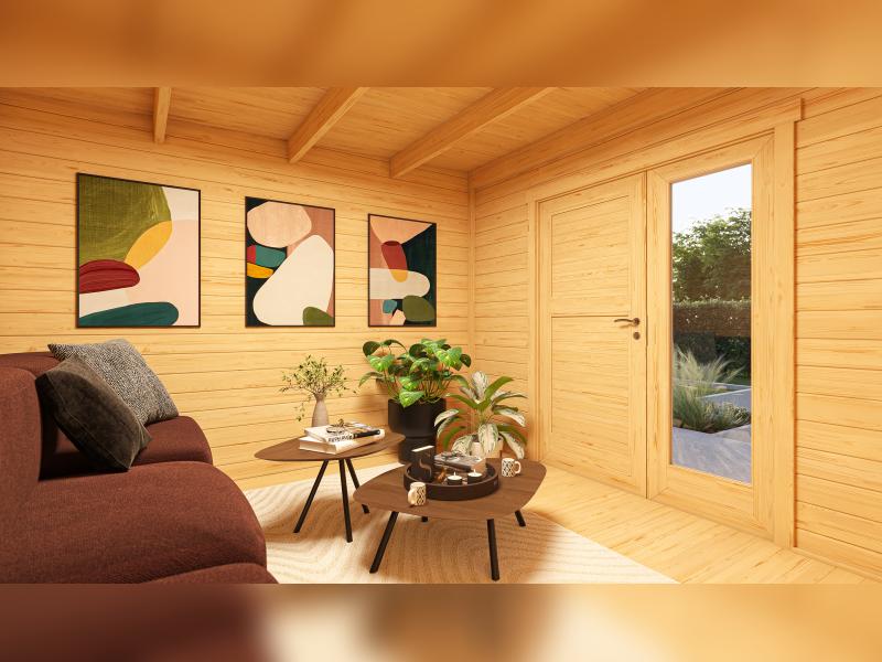 Weka Design-Gartenhaus Pure Garden Amberley 1,5, 28 mm, 300x300 cm, Grau/Anthrazit, Design-Doppeltür - Image 3