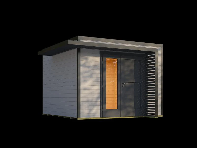 Weka Design-Gartenhaus Pure Garden Amberley 1,5, 28 mm, 300x300 cm, Grau/Anthrazit, Design-Doppeltür - Image 5