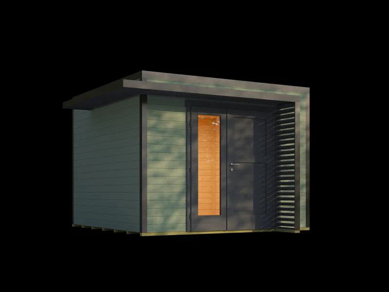 Weka Design-Gartenhaus Pure Garden Amberley 1,5, 28 mm, 300x300 cm, Graugrün/Anthrazit -Design-Doppe - Image 5