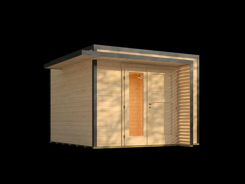 Weka Design-Gartenhaus Pure Garden Amberley 1,5, 28 mm, 300x300 cm, Naturbelassen, Design-Doppeltür - Image 5
