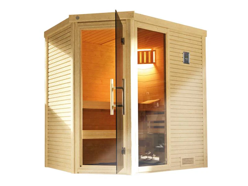 Weka Design-Massivholzsauna Cubilis Eck 1 inkl. Sauna-Leuchtenset, Lieferung und Montage - Image 3