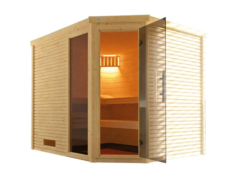 Weka Design-Massivholzsauna Cubilis Eck 3 GTF - inklusive Sauna-Leuchtenset, Lieferung und Montage - Image 3