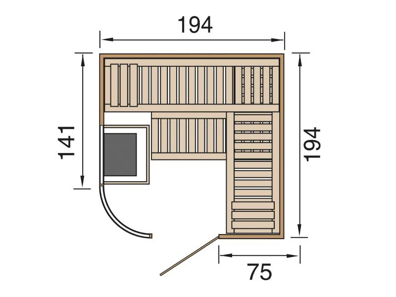 weka Design-Sauna 1 inkl. 7,5 kW BioS-Ofenset - Image 2