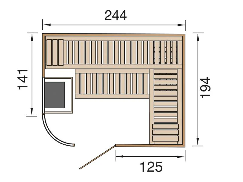 weka Design-Sauna SARA 2 inkl. 9,0 kW OS-Ofenset - Image 2