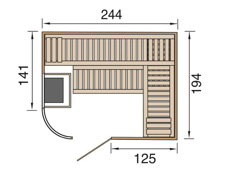weka Design-Sauna Sara 2 inkl. 9,0 kW OS-Ofenset - Image 2