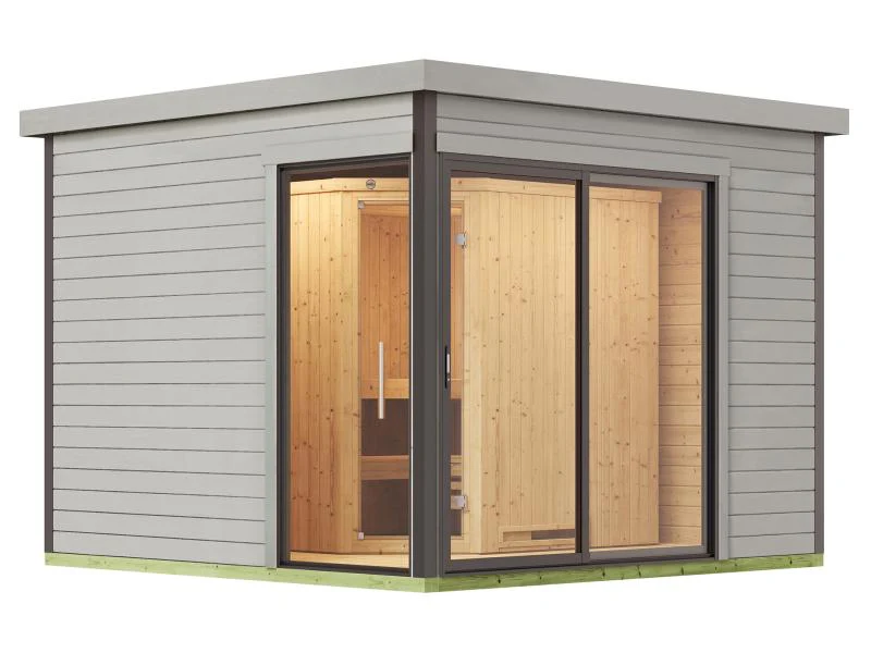 Weka Design-Saunahaus SH 412, hellgrau, inkl. 9 kW Bios mit Steuerung - Image 2