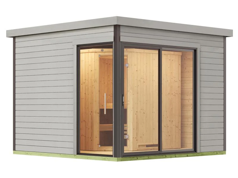 Weka Design-Saunahaus SH 412, hellgrau, inkl. 9 kW OS mit Steuerung - Image 2