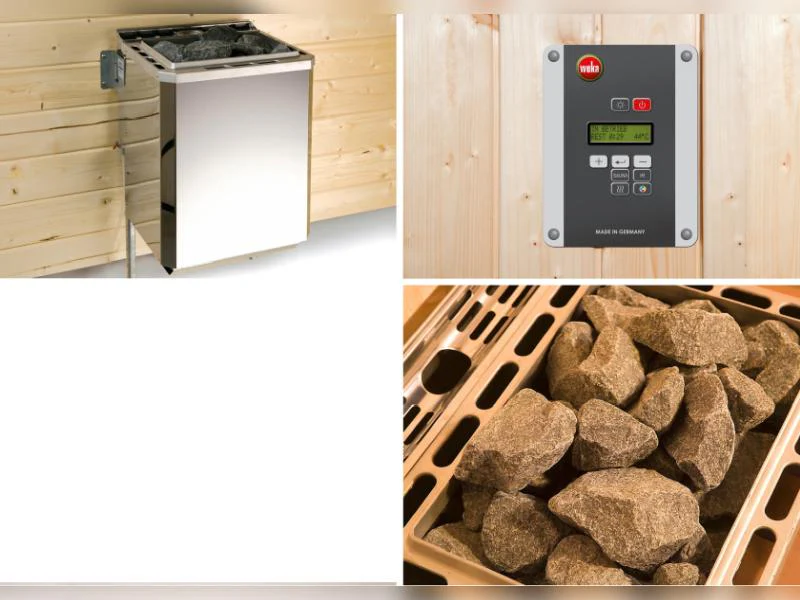Weka Design-Saunahaus SH 412, natur, inkl. 9 kW Saunaofen Kompakt integr. Steuerung - Image 3