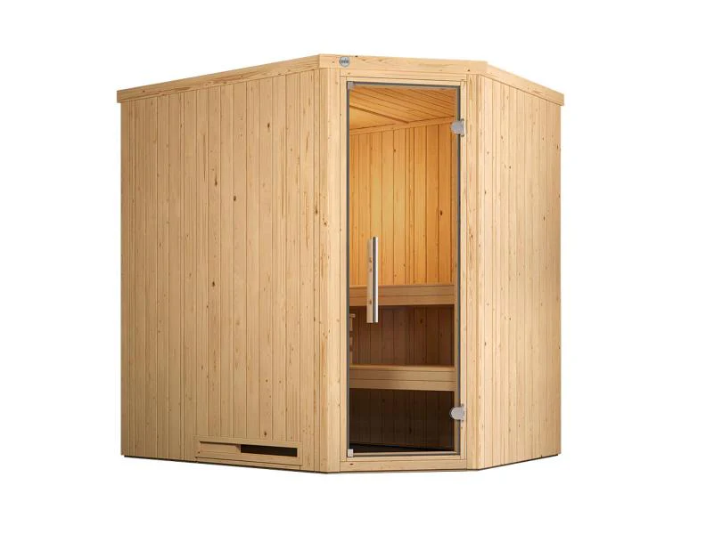 Weka Elementsauna Varberg 1, inkl. 4,5 kW Bioofen (BioS) mit digitaler Steuerung, Ganzglastür - Image 3