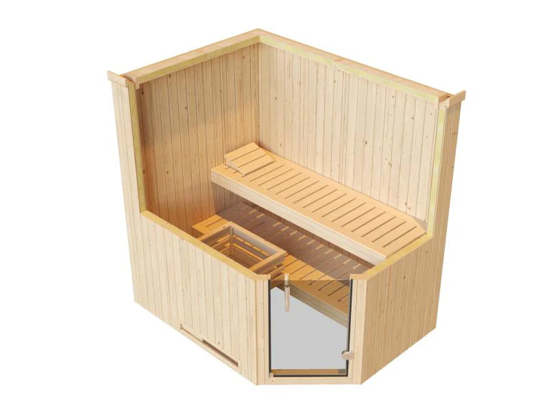 Weka Elementsauna Varberg 1, inkl. 4,5 kW Bioofen (BioS) mit digitaler Steuerung, Ganzglastür - Image 6