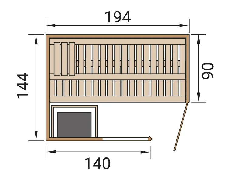 Weka Elementsauna Varberg 1, inkl. 4,5 kW Bioofen (BioS) mit digitaler Steuerung,  Ganzglastür und F - Image 2