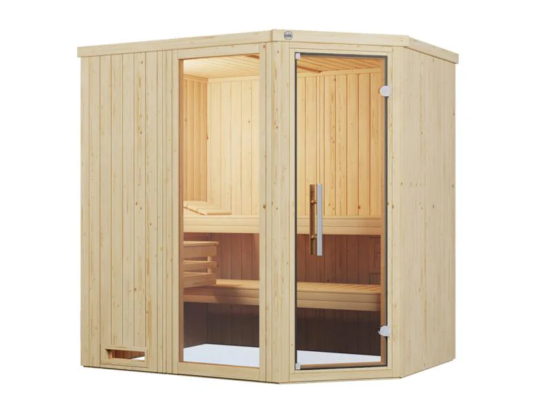 Weka Elementsauna Varberg 1, inkl. 4,5 kW Bioofen (BioS) mit digitaler Steuerung,  Ganzglastür und F - Image 3