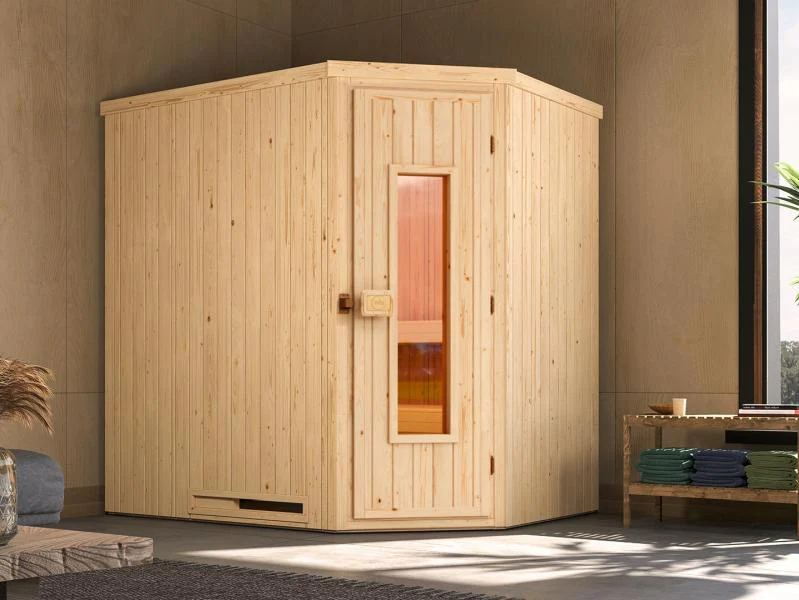 Weka Elementsauna Varberg 1, inkl. 4,5 kW Bioofen (BioS) mit digitaler Steuerung, isolierte Holztür
